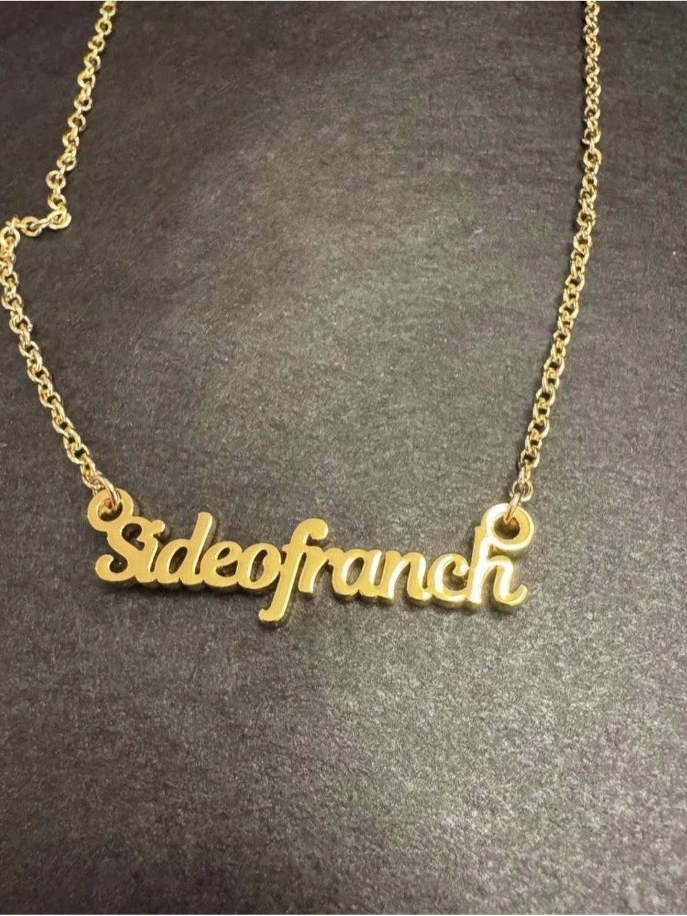 SIDE OF RANCH Script gold plated chain necklace - Picture 5 of 7